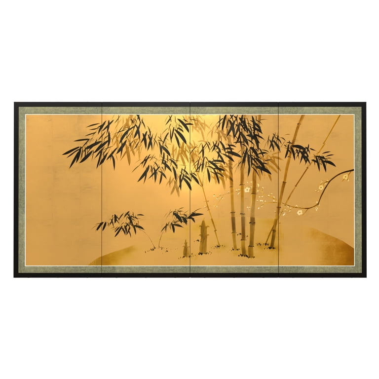 6ft. Long Handpainted Goldleaf Chinese Silk Wall Art Screen