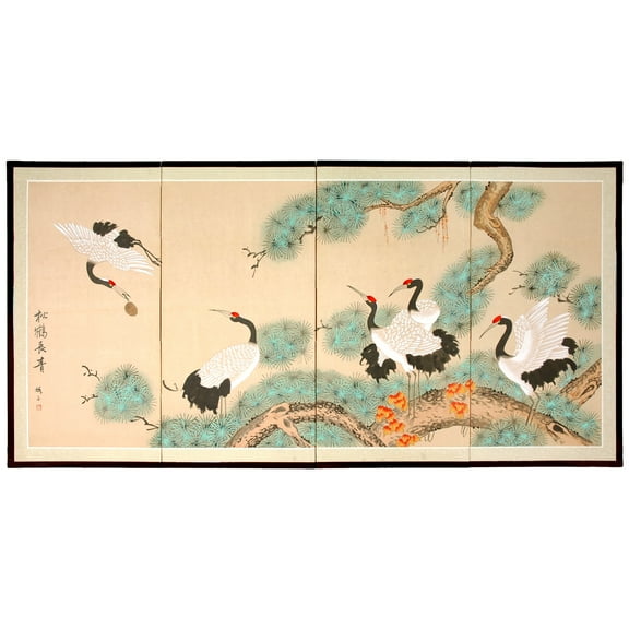 6ft. Long Handpainted Ink and Watercolor Chinese Silk Screen - Homeward Bound