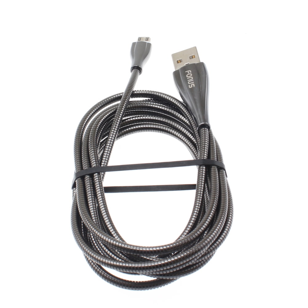 6ft Long Metal USB Cable Fast Charger Cord Power Wire MicroUSB for ...