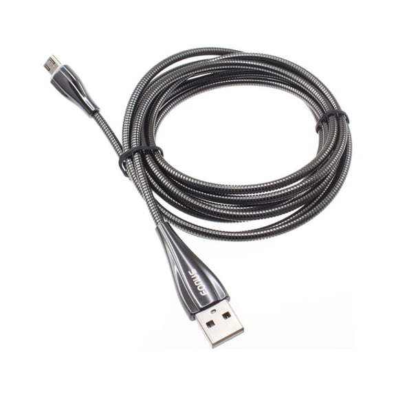 6ft Long Metal USB Cable Fast Charger Cord Power Wire MicroUSB for LG Escape Plus, Tribute 5, Stylo 3 Plus, G Pad 10.1, Access LTE, Wine 2, Prime 2, Phoenix 5, Plus, 3, Harmony 2, Fortune 3 2
