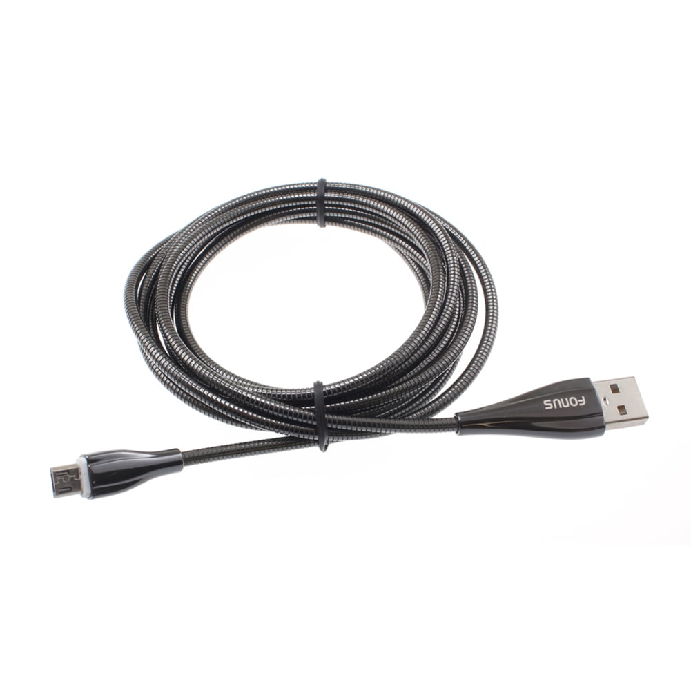 6ft Long Metal USB Cable Fast Charger Cord Power Wire MicroUSB for Motorola Moto X 2 (2nd Gen), Droid Turbo, E5 Plus G6 Play, RAZR MAXX HD 2, G4 e6 E4 PLUS E (2020) - Nokia 6, 3 V, 2 V