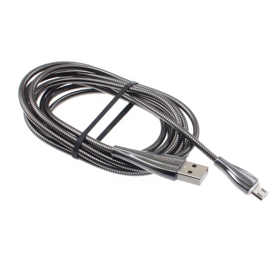 6ft Long Metal USB Cable Fast Charger Cord Power Wire MicroUSB for Samsung Galaxy Tab 4 8.0" (2014) 7.0" (2014) 2 7" (2012) 10.1 (2014 SM-T530) S6 S4 S3 On5 Note PRO 12.2" (2014) J7 V (2017)