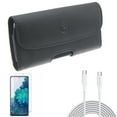 thumbnail image 1 of 6ft Long Type-C Cable & Case Belt Clip & Screen Protector for Samsung Galaxy S20 Fan Edition - PD Fast Charger Cord Power + Leather Holster + Anti-Glare Tempered Glass Combo, 1 of 1