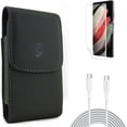 thumbnail image 1 of 6ft Long Type-C Cable & Matte Screen Protector & Case Belt Clip for Samsung Galaxy S22 Plus (S22+) - Combo PD Fast Charger Cord Power Wire & TPU Film Anti-Glare & Leather Holster Cover, 1 of 22