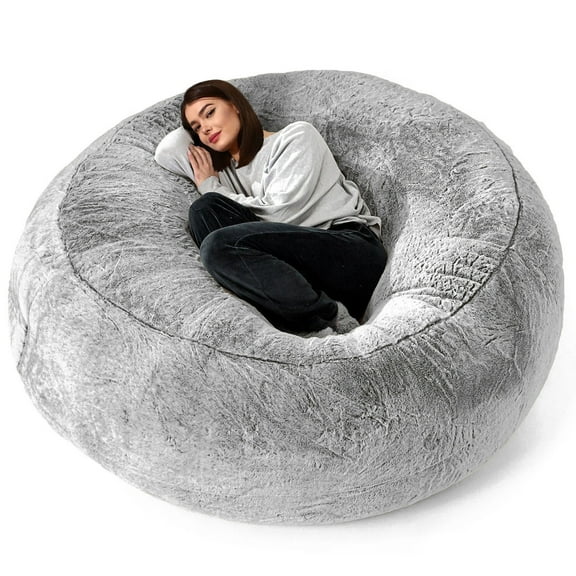 6ft Memory Foam Bean Bag Chair for Adults & Kids, Luxurious Velvet Ultra Soft Lazy Sofa, Black