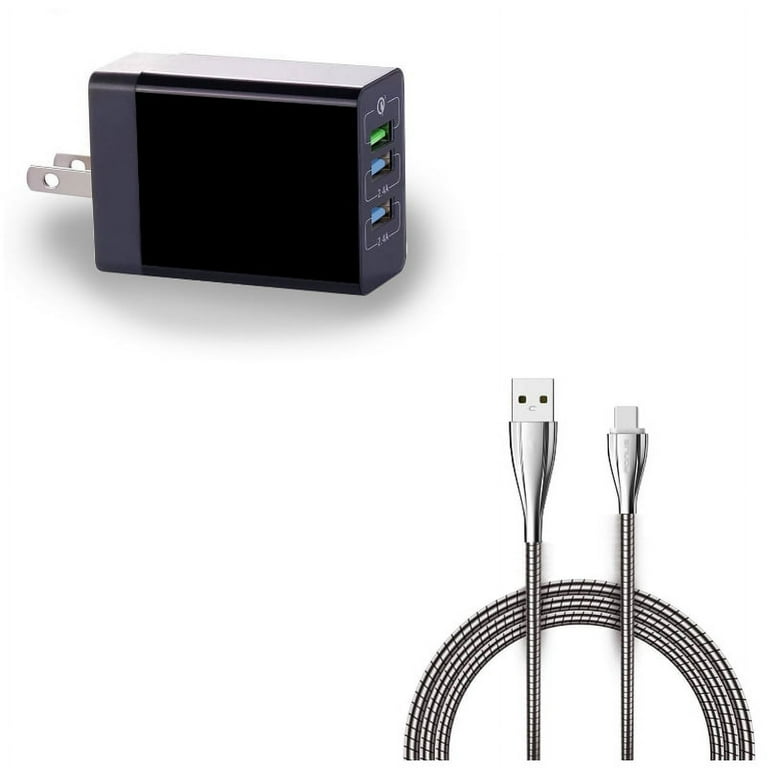 6ft Metal USB Cable w 34W Home Charger D3N for Lenovo Moto Tab