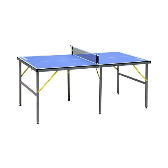 6ft Mid-Size Table Tennis Table Foldable & Portable Ping Pong Table Set for Indoor & Outdoor Games with Net, 2 Table Tennis Paddles and 3 Balls