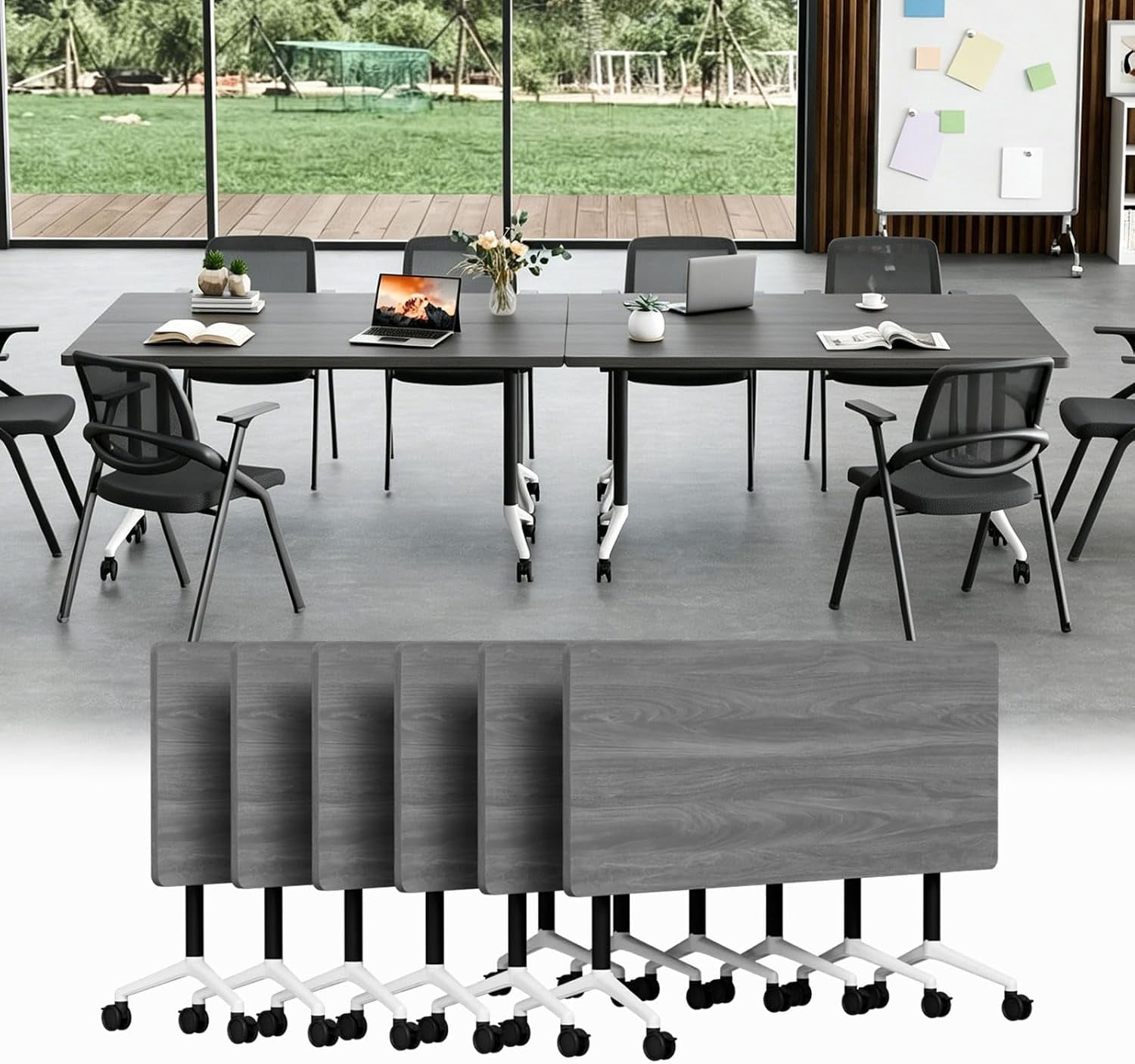 Rectangle Modular Table 6ft Modular Folding Conference Table on Wheels,Modern Rectangular ...