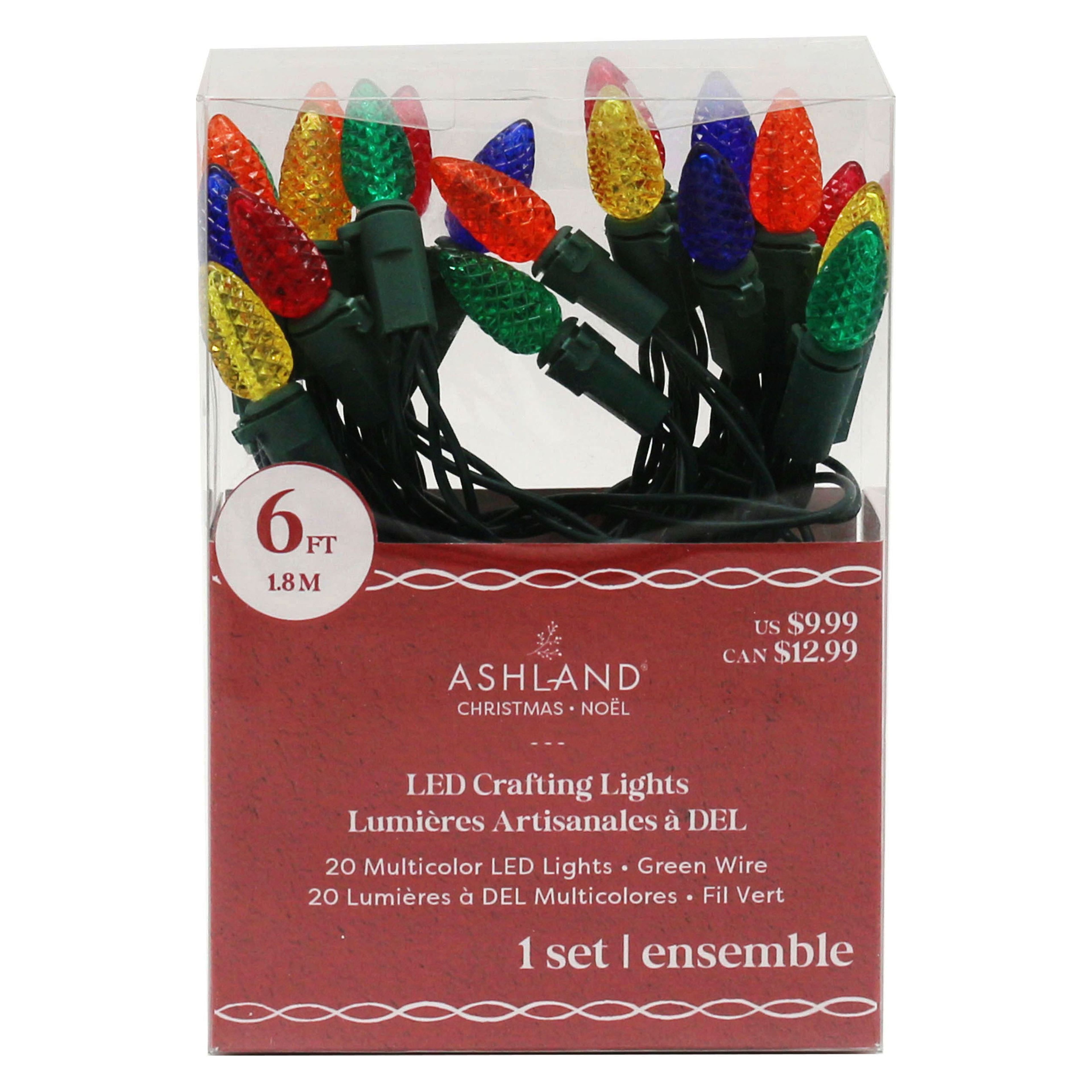 6ft. Multicolor Vintage Bulb LED Crafting Lights with Green Wire by