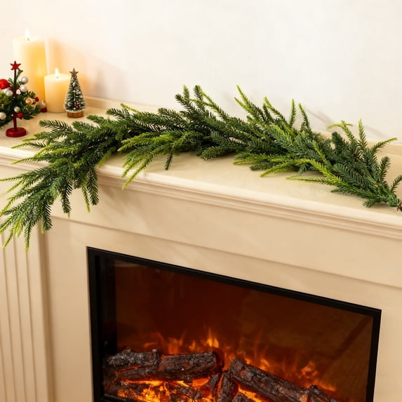 6ft Norfolk Pine Wreath for Front Door Large Artificial Winter Pine Plants Greenery Christmas Wreath for Window Walls Xmas Decor Indoor Outdoor Home Decoration