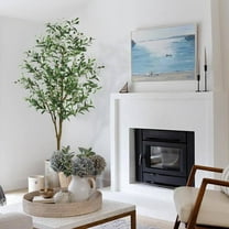 6ft Olive Trees Artificial Indoor with Pot, 72" Fake Silk Tree for Home Office Modern Decor