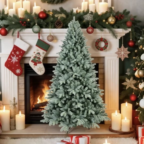 6ft PE/PVC Hybrid Automatic Christmas Tree - Steel Wire Support Easy-Open Holiday Decor