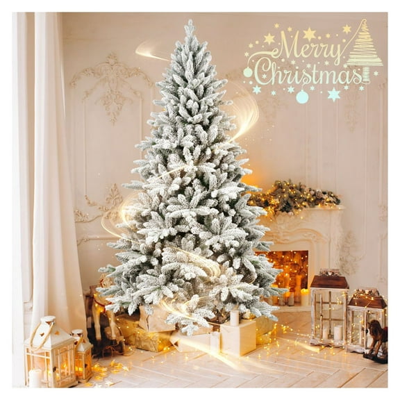 6ft PVC&PE Flocking Hinged Tree Environmentally Friendly Fireproof Christmas Artificial Flocked Tree