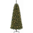thumbnail image 1 of 6ft Pencil Christmas Tree, Pre-Lit Artificial Xmas Tree with Realistic Branches, Slim Holiday Decoration for Indoor & Outdoor Use, 1 of 9