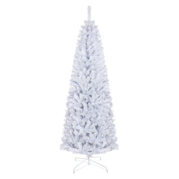 6ft Pencil Christmas Tree, Unlit Artificial Christmas Tree Slim Douglas Fir Xmas Tree with Realistic Branches, Tree with 618 Tips, White