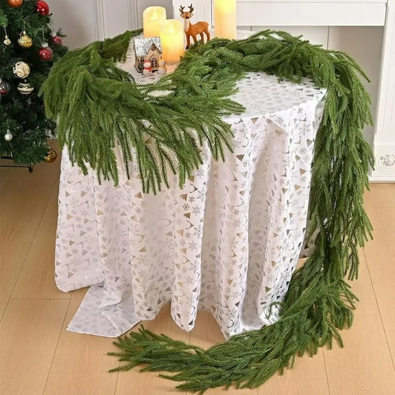 6ft Pine Needle Christmas Garland - Flexible Plastic Greenery with Soft Grip Handle for Indoor/Outdoor Holiday Decor (70" Green Artificial Vines, 1 Pc) Green