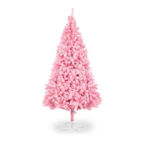 6ft Pink Artificial Christmas Tree – Full & PVC Holiday Tree with Metal Stand, Unlit Decorative Christmas Pine for Home, Party & Holiday Décor