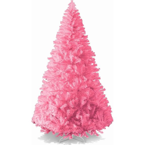 6ft Pink Christmas Tree Artificial Full Fir Tree Seasonal Holiday Decoration w/ 947 Branch Tips, Foldable Stand