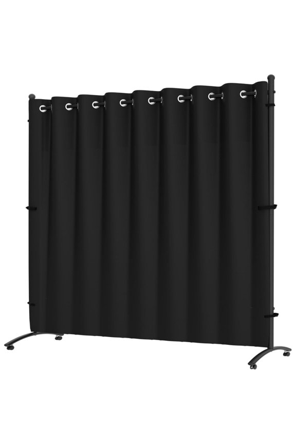 6ft Portable Room Divider Privacy Screen with 360° Lockable Wheels - Freestanding Folding Partition Panel, Heavy-Duty Fabric & Sturdy Frame, Black - Space-Saving Design for Home Office, Bedroom