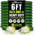 thumbnail image 1 of 6ft Outdoor/Indoor Extension Cord 14/3 Gauge Heavy Duty 3 Prong SJTW, Waterproof, ETL Listed, Flexible Cold-Resistant Long Power Cord,125 Amp 1875W, Green by LifeSupplyUSA, 1 of 8