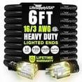 thumbnail image 1 of 6ft Outdoor/Indoor Extension Cord 16/3 Gauge Heavy Duty 3 Prong SJTW, Waterproof, ETL Listed, Flexible Cold-Resistant Long Power Cord,125 Amp 1625W, Black by LifeSupplyUSA, 1 of 8