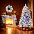 thumbnail image 1 of 6ft Pre-Lit Aspen Fir Artificial Christmas Tree with Wreath & Garland,Grass Green Xmas Tree with 360 Multi-Color LED Lights,1278 PE Branch Tips,for Indoor Holiday Decor,Green, 1 of 8