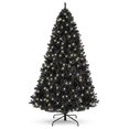 6ft PreLit Black Christmas Tree, Full Artificial Holiday Decoration