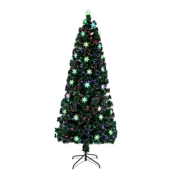 6ft Pre-Lit Fiber Optic Christmas Tree - 230 Branches Xmas Tree, Multi-Color Lights, Easy Assembly, Indoor Holiday Decorations