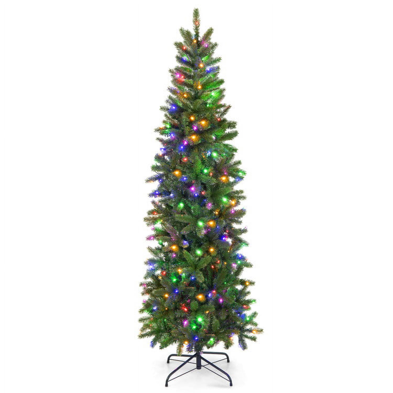 6ft PreLit Pencil Christmas Tree, Hinged Artificial Slim Tree with 648