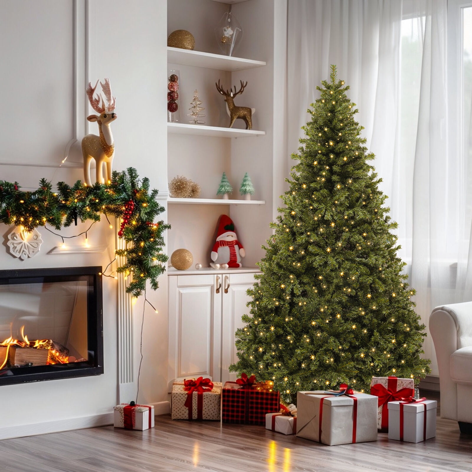 6ft Pre-Lit Spruce Artificial Christmas Tree w/880 Branch Tips&250 ...