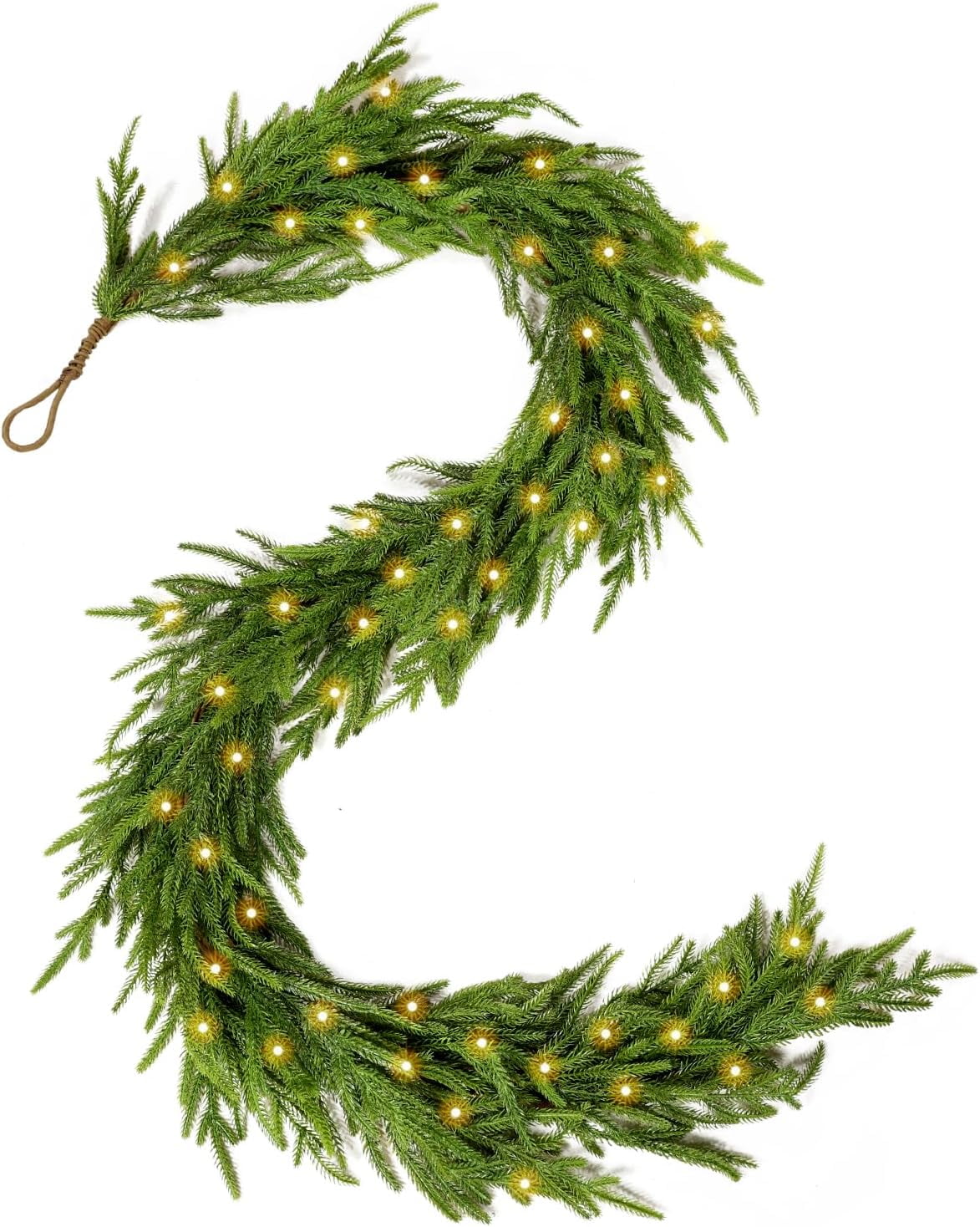 6-Foot Green Pine Christmas Garland with LED Lights