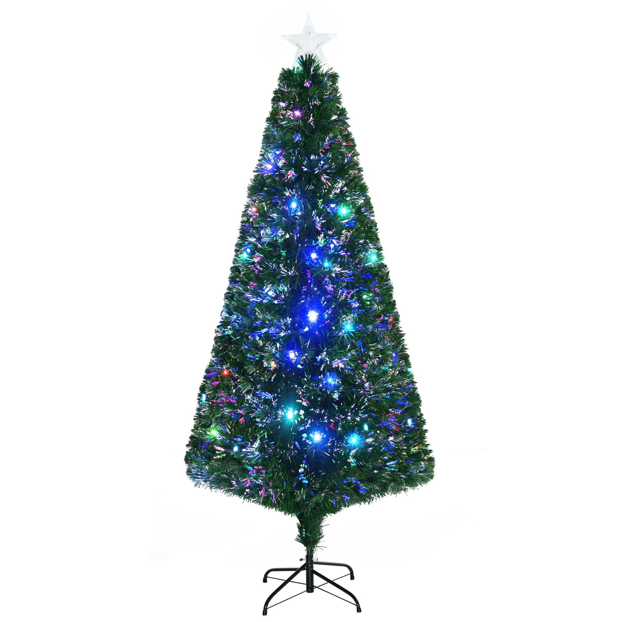 6ft Prelit Fiber Optic Christmas Tree with Multi-Colored LED Lights Easy Assembly Indoor Decor