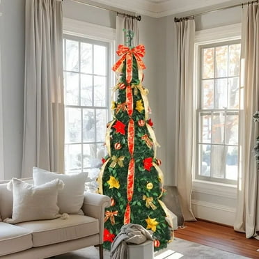 6ft Prelit Pop Up Christmas Tree 150 LED 8 Modes Pre-Decorated Christmas Tree Collapsible Christmas Tree Warm White Light for Christmas Holiday Decoration
