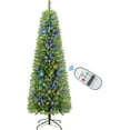 6ft Premium Prelit Artificial Hinged Slim Pencil Christmas Tree with
