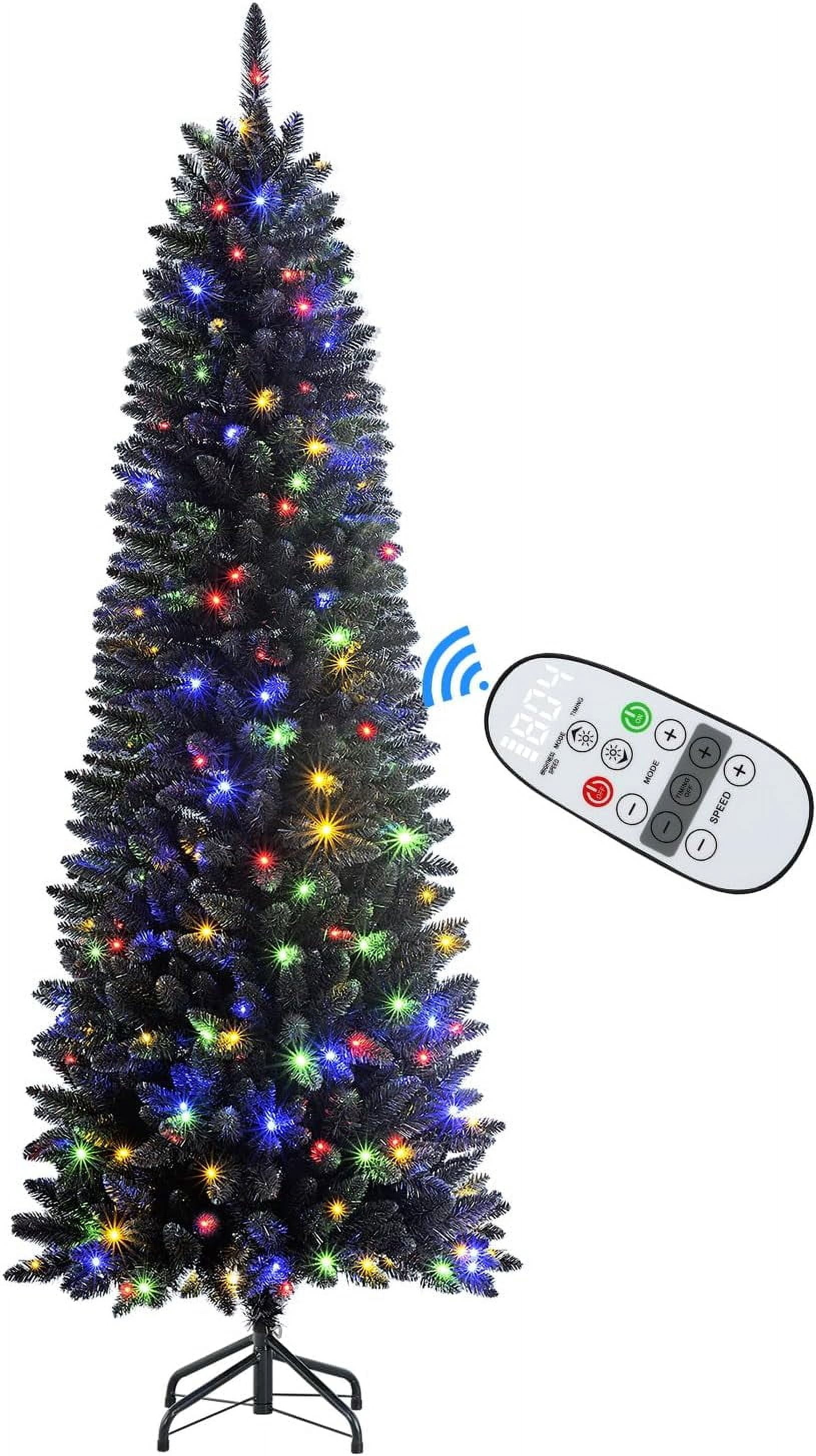 6ft Premium Prelit Artificial Slim Pencil Spruce Christmas Tree with ...