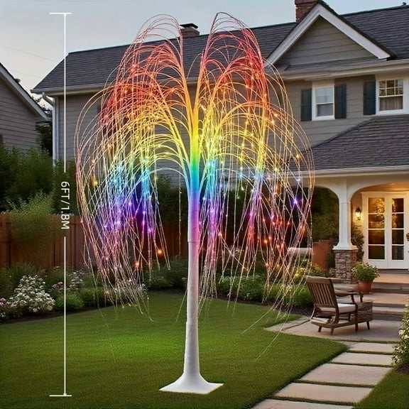 6ft RGB16 Fiber Optic Wicker Floor Lamp - Remote Timer Indoor Outdoor Holiday Decor