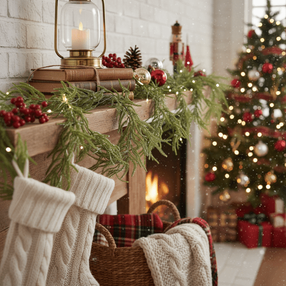 6ft Real Touch Norfolk Pine Christmas Garland, Artificial Soft Needle Greenery Vine for Mantle, Realistic Xmas Hanging Decoration for Home Holiday Party Fireplace Staircase Decor