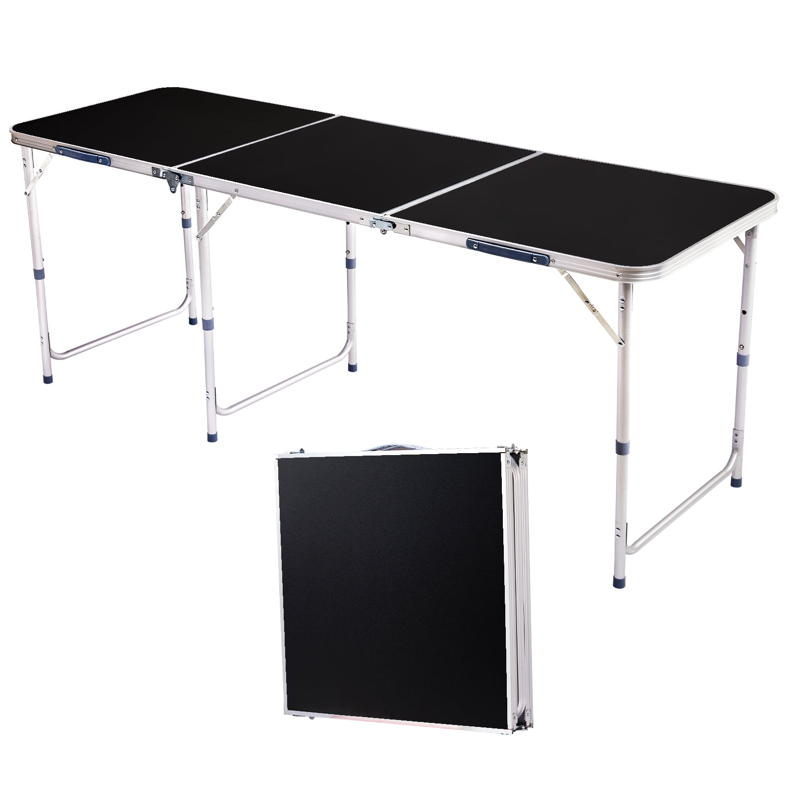 Astoutdoor Aluminum Folding Table, Black, 25.2 in x 24.8 in x 4.33 in, 16.98 lb