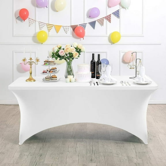6ft Rectangle Tablecloth,Black Fitted Table Cloth Rectangle Table,Stretchable Washable and Wrinkle Resistant Table Cover for Weddings,Banquets,Parties,and Events (72"x29.5"x29.5")
