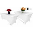 6ft Rectangular Tablecloth Fitted Cover White Spandex Linen Table Cover ...
