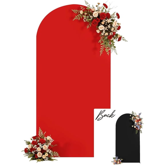 6ft Red & Black Arch Cover Photo Stretchy Arch Backdrop Covers Fabric Reversible Double-Sided Backdrop Cover for Bridal Shower Wedding Birthday Party Photography Backdrop Photoshoot Arch Stand