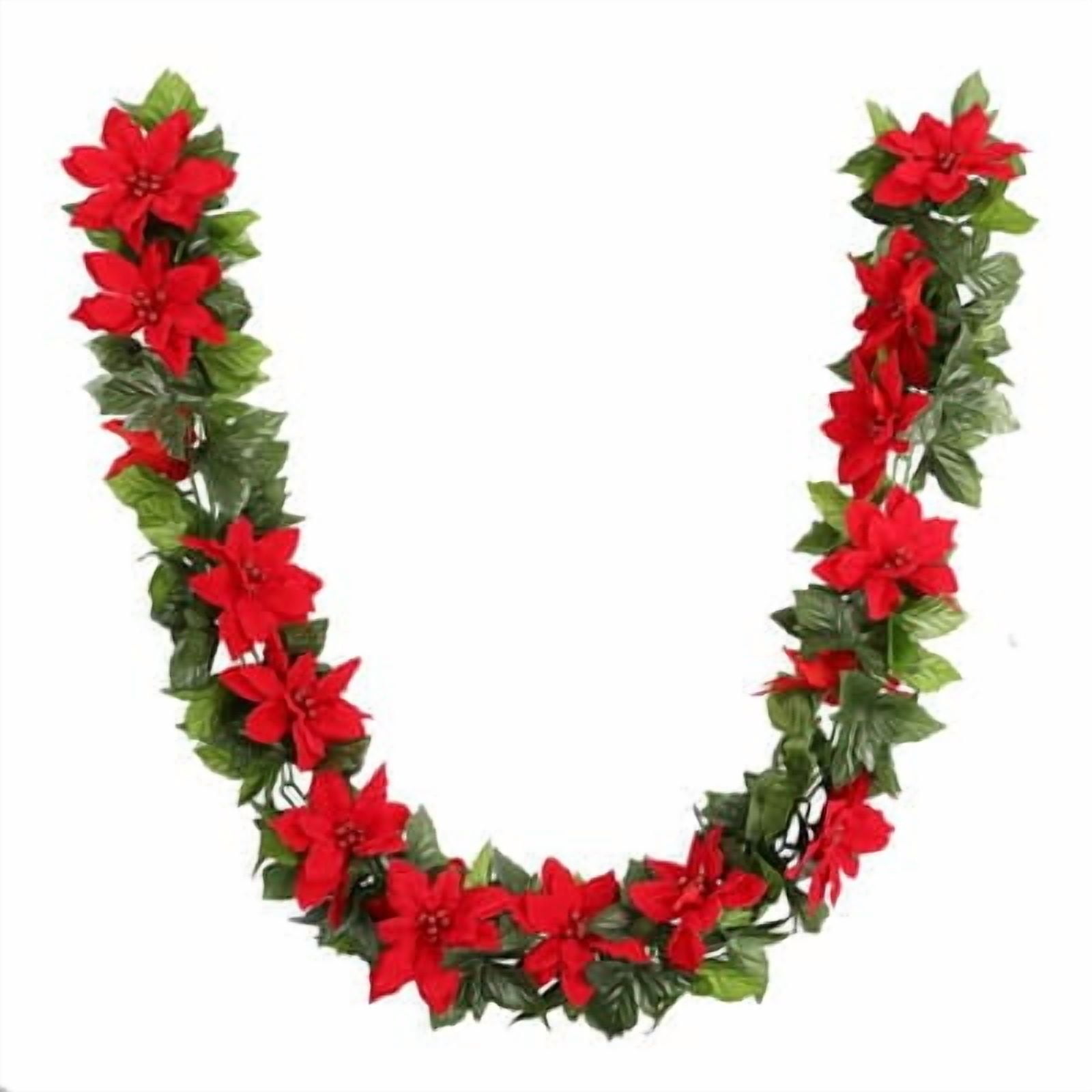6ft. Red & Green Poinsettia Chain Garland by Ashland - Holiday and Christmas Floral for Crafts and Home Decor