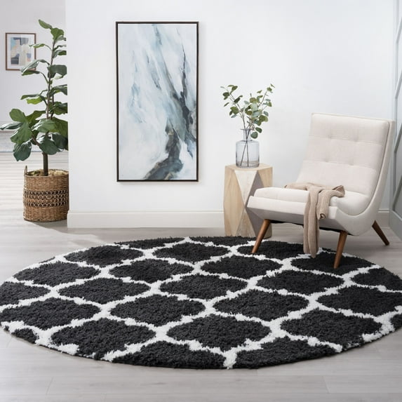 6ft Round Modern Dark Gray Round Area Rugs for Living Room | Bedroom Rug | Dining Room Rug | Indoor Entry or Entryway Rug | Kitchen Rug | Alfombras para Salas 5'3'' Round