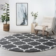 thumbnail image 1 of Jersey Shag Transitional Geometric Gray and White Polypropylene Indoor Area Rug, 6'x6' Round, 1 of 5