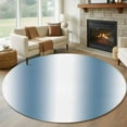 thumbnail image 1 of 6ft Round Rug, Blue White Ombre Non-Skid Rubber Backing Large Area Rugs - Living Room Bedroom Home Office, Modern Abstract Art Farmhouse Gradient Indoor Floor Mat Carpets Washable Rug, 1 of 9