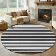 thumbnail image 1 of 6ft Round Rug, Boho Black Stripe Non-Skid Rubber Backing Large Area Rugs - Living Room Bedroom Home Office, Abstract Geometric White Minimalist Indoor Floor Mat Carpets Washable Rug, 1 of 9