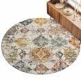 thumbnail image 1 of 6ft Round Rug Farmhouse Morocco Area Rugs for Living Room Bedroom Washable Non Slip Circle Rug Low Pile Boho Abstract Shabby Texture Art Indoor Floor Carpet for Kitchen Entryway Office Dining Room, 1 of 9