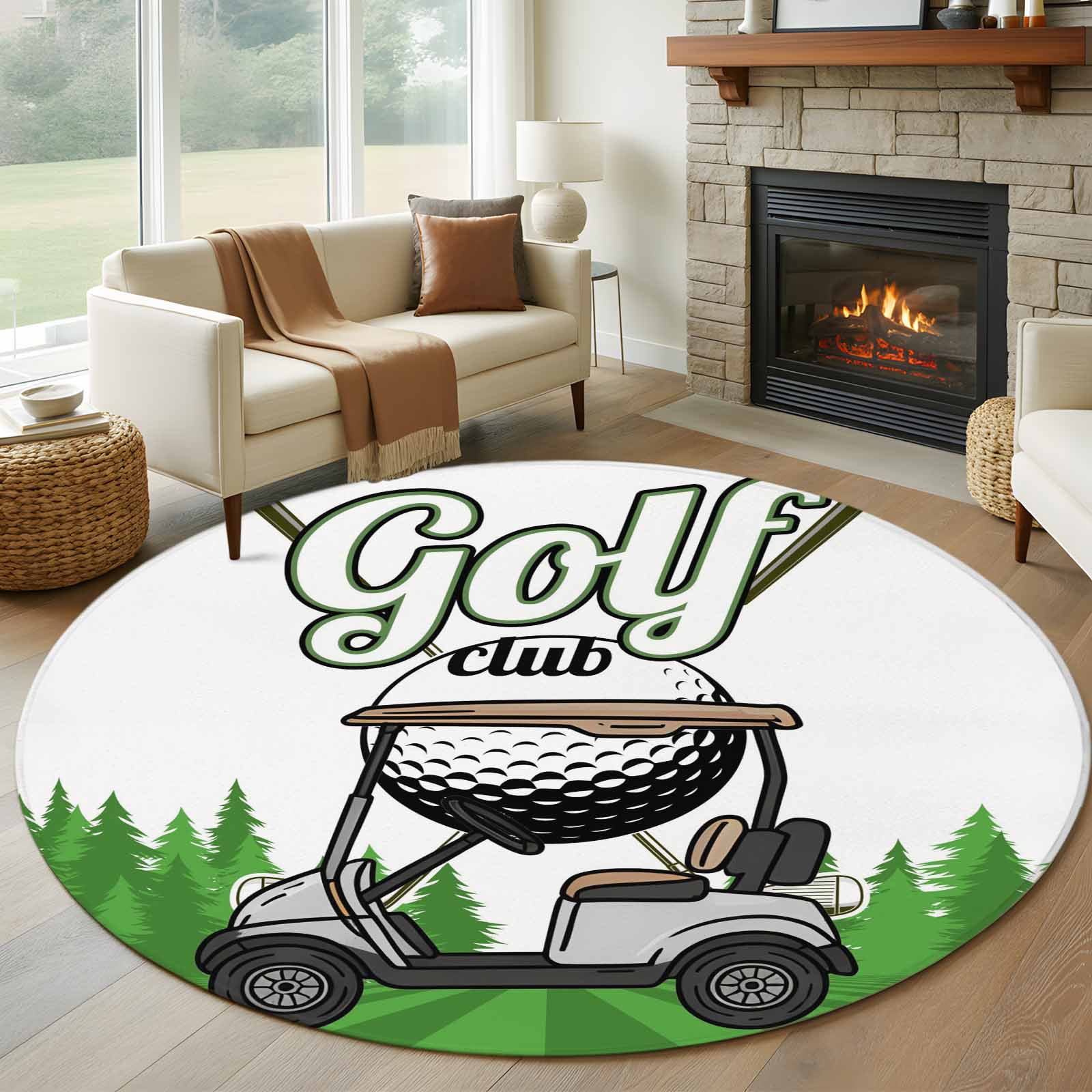 Golf Ramp Rug 6ft Round Rug, Golf Non-Skid Rubber Backing Large Area Rugs - Living ...