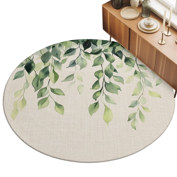 6ft Round Rug Green Eucalyptus Vines Area Rugs for Living Room Bedroom ...