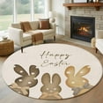 thumbnail image 1 of 6ft Round Rug, Happy Easter Non-Skid Rubber Backing Large Area Rugs - Living Room Bedroom Home Office, Polka Dot Bunny Spring Beige Burlap Indoor Floor Mat Carpets Washable Rug, 1 of 9